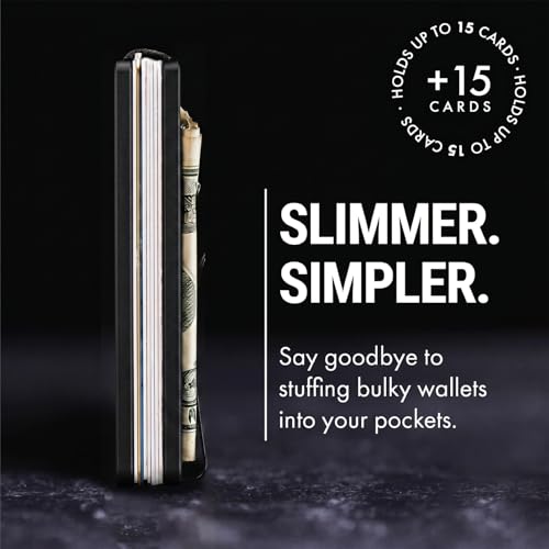 Mountain Voyage Minimalist Wallet for Men - Slim RFID Wallet, Scratch Resistant, Credit Card Holder & Money Clip, Easily Removable Money & Cards (Black Titanium) - color: Black Titanium