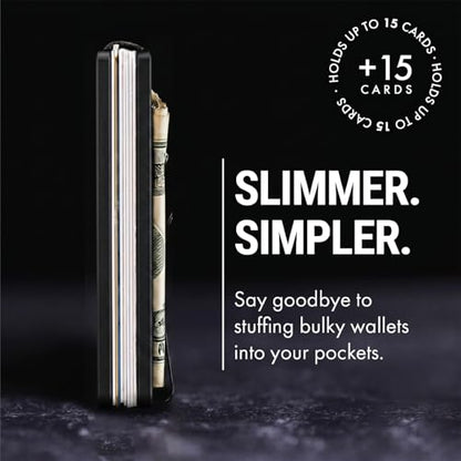 Mountain Voyage Minimalist Wallet for Men - Slim RFID Wallet, Scratch Resistant, Credit Card Holder & Money Clip, Easily Removable Money & Cards (Black Titanium) - color: Black Titanium