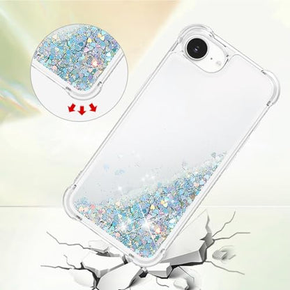 Bling Glitter Case for Apple iPhone 16e.Liquid Sliver | Soft TPU Sparkly Flowing Liquid Floating Clear Case for Women Girls Cover for Apple iPhone 16e - color: Silver