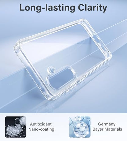 Vakoo Clear Case for Samsung Galaxy S23 EF 5G, Anti-Yellowing | Hard Back with Military-Grade Drop Protection, Wireless Charging Compatible - color: Transparent, size: S23 FE