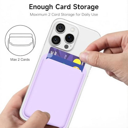 oakxco Magnetic Phone Wallet Stick On, Secure Phone Card Holder Silicone Compatible with Magsafe, Adhesive Pocket Sleeve ID Credit Card, Slim Thin Card Case, Compatible with iPhone Samsung, Lilac - color: Lilac