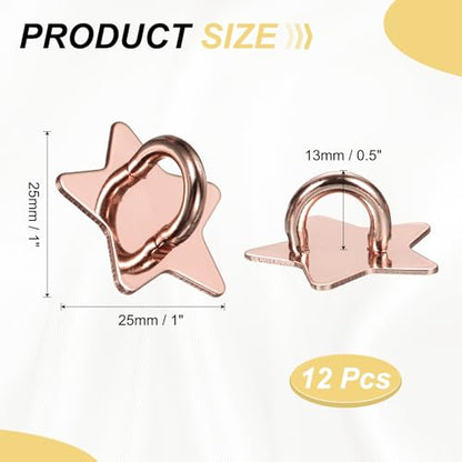 PATIKIL Metal Phone Charm Hook 1", 12Pcs Adhesive Star Shaped Phone Finger Grip Hook Smartphones Keychain Ring Charm Loop for DIY Tablet Case Accessories, Rose Gold - color: Rose Gold