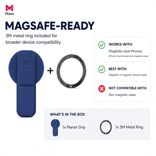 Mass Planet MagSafe Phone Grip, Slim Foldable Holder, One-Hand Stand - Blue - color: BLUE