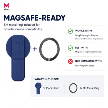 Mass Planet MagSafe Phone Grip, Slim Foldable Holder, One-Hand Stand - Blue - color: BLUE