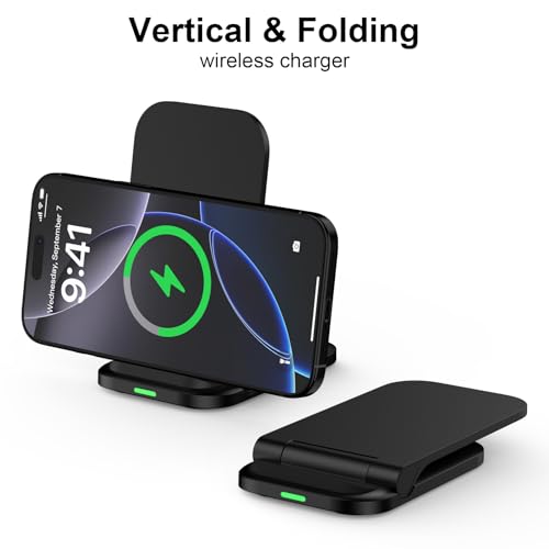 Wireless Fast Charger Stand Foldable Samsung Wireless Charger Fast Charging Station Android Phone Charger Stand for Samsung Galaxy S26 Ultra S25 Ultra S25 S24 S23 S22,iPhone 17 16e 16 Pro Max 15 14