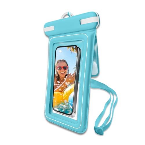 Wokyo IPX8 Waterproof Phone Pouch with Dual Space, Cell Phone Dry Bag Fits 7.2" Smartphones Blue Submersible Case Clear Touchable Film Lanyard Included Perfect for Snorkeling & Beach Days - color: Blue