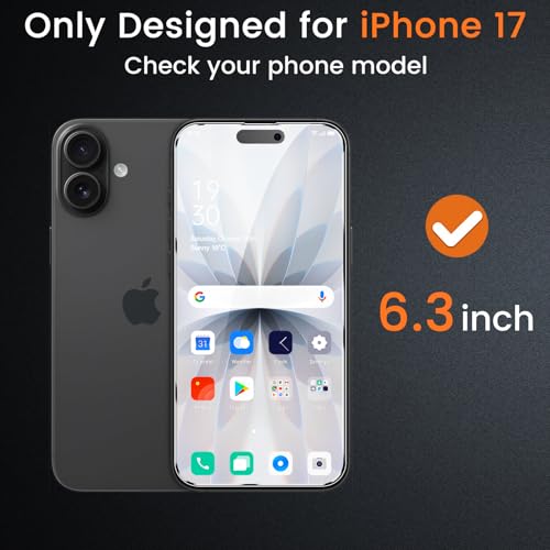 Lesakit 4 Pack Privacy Screen Protector for iPhone 17 6.3-Inch with 4 Pack Camera Lens Protector, Anti Spy Tempered Glass Film 9H Hardness Bubble Free Case Friendly - size: iPhone 17