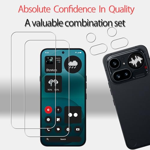 [2+2 Pack Tempered Glass Film For Nothing phone 4a pro Screen Protector 2-Pack with Camera Lens Protector 2-Pack