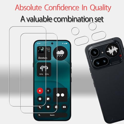 [2+2 Pack Tempered Glass Film For Nothing phone 4a pro Screen Protector 2-Pack with Camera Lens Protector 2-Pack