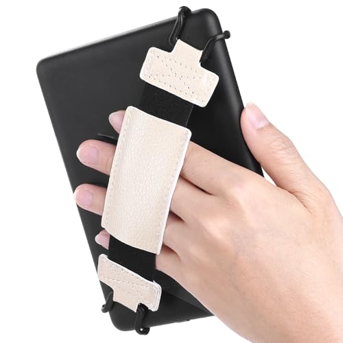 Secure Hand Strap for Kindle and Tablet - High Elasticity Finger Grip Holder Accessories for 6-8 Inches E-Book Tablet - color: Silver White