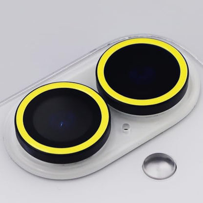 Luminous Camera Lens Protector for iPhone 16/16 Plus Individual Metal Ring Tempered Glass Glow in The Dark Lens Cover (2PCS) (Yellow, for iPhone 16/16 Plus) - color: Yellow