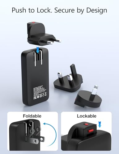 Ultra-Slim 65W USB C Travel Charger Block, 4-in-1 US UK EU AU USB Adapter