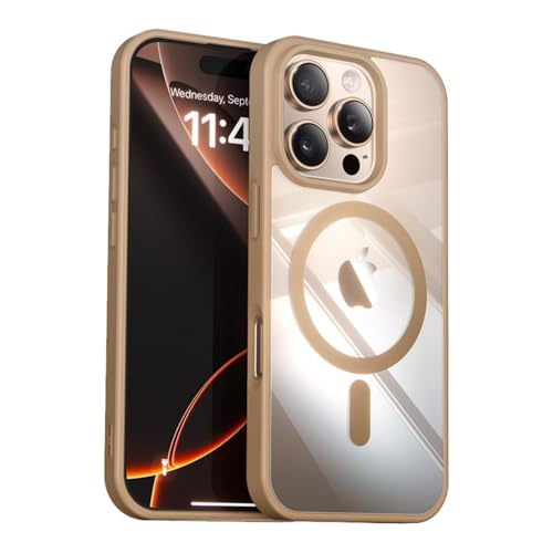 LOOXER® CrystalEdge Clear Case for iPhone 16 Pro (6.3”) | Ultra-Clear Anti-Yellowing MagSafe Cover with Shockproof Protection + Premium Screen Protector (Brown, 16 Pro) - color: Brown, size: 16 Pro