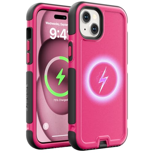 Follaroma for iPhone 15 Case, Compatible with MagSafe, Heavy Duty Shockproof Protective Phone Case, Anti-Drop Protection, Dual Layer Magnetic Phone Cover for iPhone 15, 6.1", Hot Pink - color: Hot Pink, size: iPhone 15 6.1''