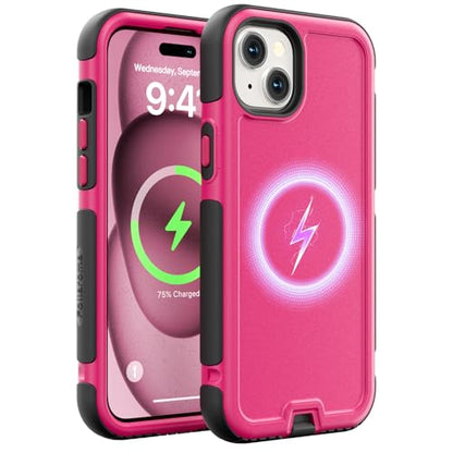 Follaroma Magnetic for iPhone 15 Case, Heavy Duty Phone Cases,Hot Pink,6.1" | Compatible with MagSafe, Heavy Duty Shockproof,Military-Grade Anti-Drop Protective,Dual Layer Magnetic Protection Phone Cover - color: Hot Pink, size: iPhone 15 6.1''