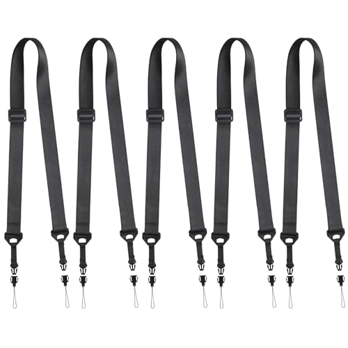 FIEIL 5 Pack Replacement Nylon Neck Lanyard, Universal Shoulder Strap Replacement Nylon Neck Lanyard, Comfortable Adjustable Shoulder Strap for iPad, Camera, Crossbody Bag, Binocular, Tablet - size: 5 Pack Black Thin Rope