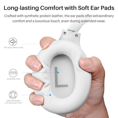 TOZO Hybrid Active Noise Cancelling Headphones, Hi Res Audio - color: White
