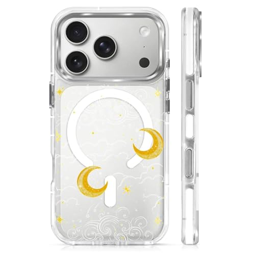 Magnetic Case for iPhone 17 Pro Design On Clear Base, Compatible with MagSafe Slim Protective Soft TPU Bumper Phone Cover Women Girls Case for iPhone 17 Pro Clear Celestial Moon Stars - color: Clear Celestial Moon Stars, size: iPhone 17 Pro