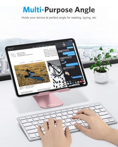 OMOTON T1 Adjustable Tablet Stand for Desk, Aluminum Holder Rose Gold - color: Rose Gold