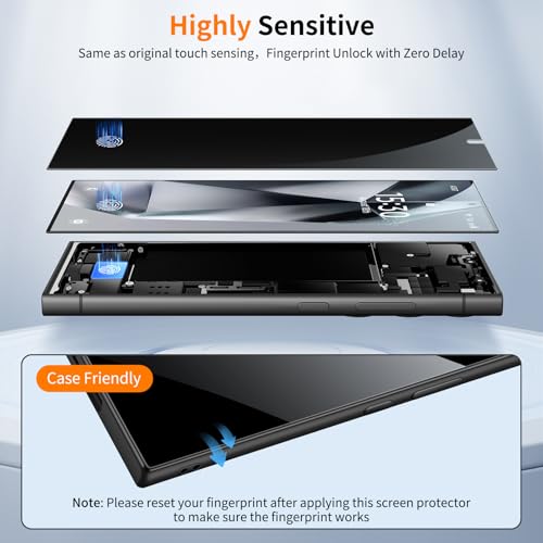 2 Pack Galaxy S24 Ultra 25° Privacy Screen Protector, PET Film with Auto Dust Elimination Cabin, Anti-Glare, Sensitive Touch, Bubble-Free, Case Friendly - color: S24-PR