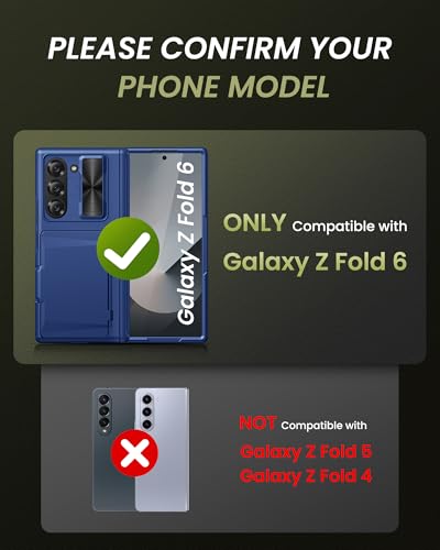 for Samsung Galaxy Z Fold 6 Case with Card Holder, Blue - color: Blue