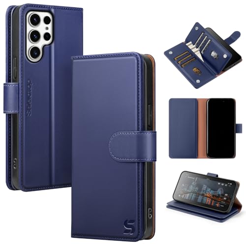 Shieldtop Compatible with Samsung Galaxy S24 Ultra Wallet Case with Card Holder,Women Men RFID Blocking PU Leather Flip TPU Protective Cover Credit Card Slots,Phone Case for S24 Ultra,Dark Blue - color: Dark Blue, size: Samsung Galaxy S24 Ultra - 6.8"