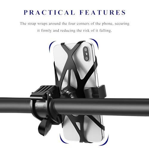 4 PCS Motorcycle Phone Mount Tether, Elastic Silicone Cellphone Holder X-Web Grip Security Band, Nonslip Smart Phone Handlebar Strap for Motorcycles Bikes Scooters - color: 4 PCS