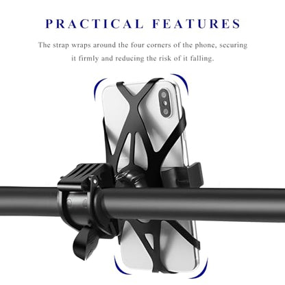 4 PCS Motorcycle Phone Mount Tether, Elastic Silicone Cellphone Holder X-Web Grip Security Band, Nonslip Smart Phone Handlebar Strap for Motorcycles Bikes Scooters - color: 4 PCS