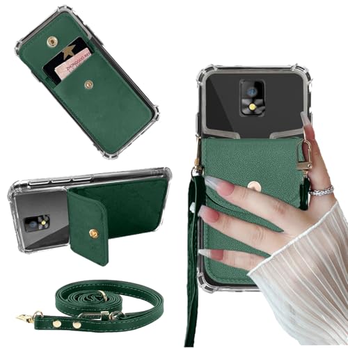 for Hotpepper Tepin Case with Credit Card Holder for Women/Girly, Hot Pepper Wallet Purse Leather PU, Card Slots, Stand, Detachable Lanyard Strap Crossbody Magnetic Buttons Cover (Green) - color: Green