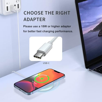 for MagSafe Charger, Magnetic Wireless Charging Pad for iPhone 17/17 Pro/17 Pro Max/Air/16 15 14 13 12 Pro Max Plus mini & AirPods 2 3 Pro, Strong Magnet, USB-C/A Ports (White-V2) - color: White-V2