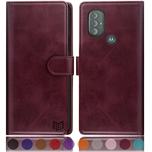 SUANPOT for Motorola（Moto G Power 2022） Wallet case 【RFID Blocking】 Credit Card Holder, Flip Folio Book PU Leather Phone case Shockproof Cover for Women Men Power2022 Wine Red - color: Wine Red