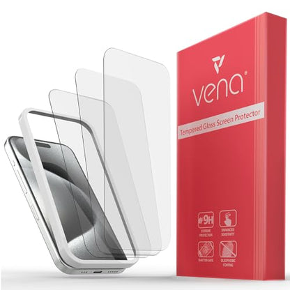VENA for iPhone 15 Pro Tempered Glass Screen Protector - 3 Pack - color: Ultra Clear