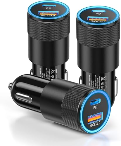 Car Charger USB C 3-Pack, Ancekoy 38W Dual Port Car Charger Adapter - color: Black, size: 3-Pack