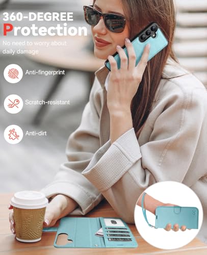 OCASE for Samsung Galaxy S26 Plus Detachable Wallet Case with Card Holder, [2 in 1] PU Leather Flip Folio Case with RFID Blocking Stand Wrist Strap Shockproof Phone Cover 2026, Ice Blue - color: Ice Blue, size: Samsung Galaxy S26 Plus