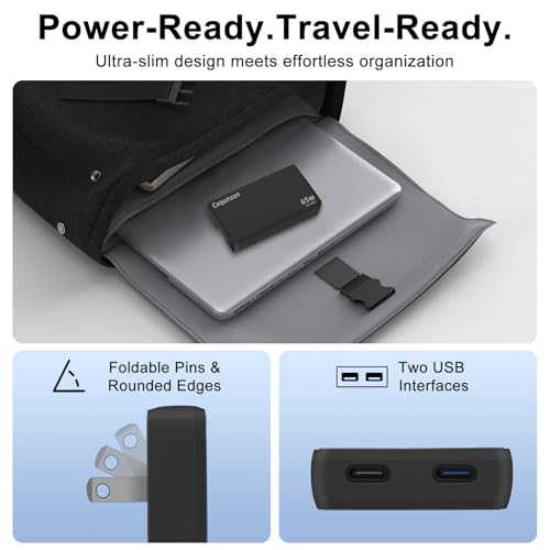 65W Slim USB C Wall Charger - color: Black