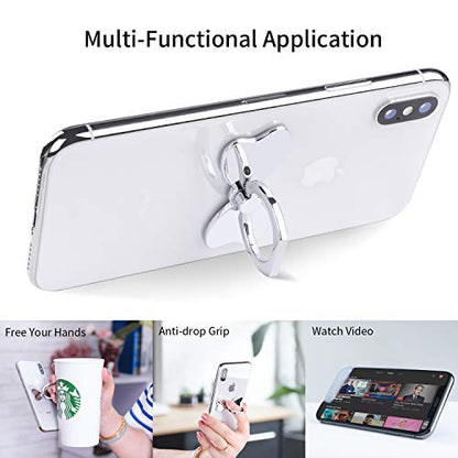 PZOZ Metal Cell Phone Finger Ring Stability Holder Back Stand Collapsible Hand Grip Knob Loop Car Mount Hook Kickstand 360 for iPhone Samsung Galaxy Mobile Cute Accessories (Silver) - color: Silver