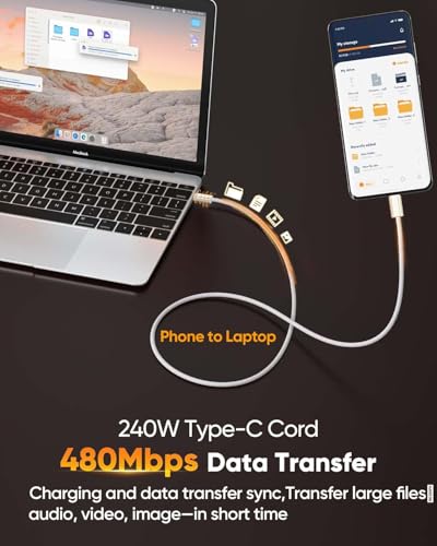 15FT USB C Fast Charge & Data Cable Long 2-PK,USBC 220W for Apple,Sam/Sung - color: Silvery, size: 15FT