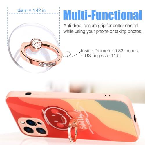 Transparent Phone Ring Holder Grip - EI Sonador Clear Cell Phone Ring Stand Holder Finger Grip Kickstand 360° Rotation, Compatible with Most of Phones, Tablets and Case (2 Rose Gold Diamond) - color: 2 Rose Gold Diamond