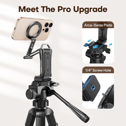 OMOTON TP02 360°Rotating for MagSafe Tripod, Upgrade with 1/4" Screw, Arca - color: 7-Black Pro