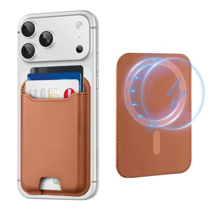 TopMade for MagSafe Wallet, Strongest Magnetic Phone Wallet, 4 Cards Holder - color: Brown