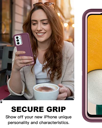 AICase for Galaxy A13 5G Case, Heavy Duty Drop Protection Full Body Rugged Shockproof/Dust Proof Layer Military Protective Tough Durable Phone Cover for Samsung Galaxy A13 5G Burgundy - color: Burgundy