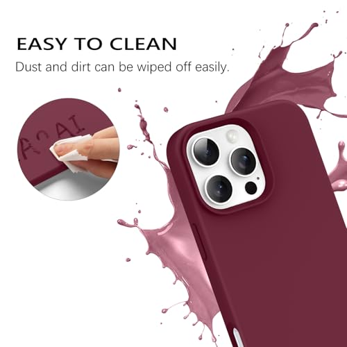 GUAGUA Compatible with iPhone 16 Pro Case 6.3 Inch Liquid Silicone Soft Gel Rubber Slim Thin Microfiber Lining Cushion Texture Cover Shockproof Protective Phone Case for iPhone 16 Pro, Wine Red - color: Wine Red, size: iPhone 16 Pro