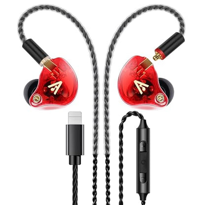Audiovance Vibes 202ML HiFi Wired Earbuds for iPhone 14/13/12/11/X, Pro Max - color: 3-Red