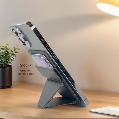 Magnetic Wallet for MagSafe with Stand, RFID Blocking, 2 Card Holder, Slim Leather, Compatible with iPhone 17 16 15 14 13 12 Series - color: black small support