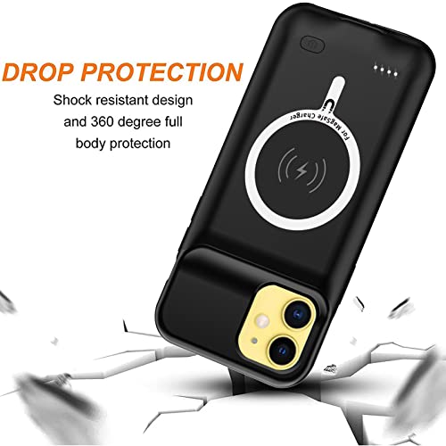 Battery Case for iPhone 11,Upgraded 10000mAh High Capacity Rechargeable Portable Protective Extended Charger Case Wireless Charging Compatible with iPhone 11 (6.1 inch) Charging Cover &Carplay (Black) - size: iPhone 11 (6.1 inch)