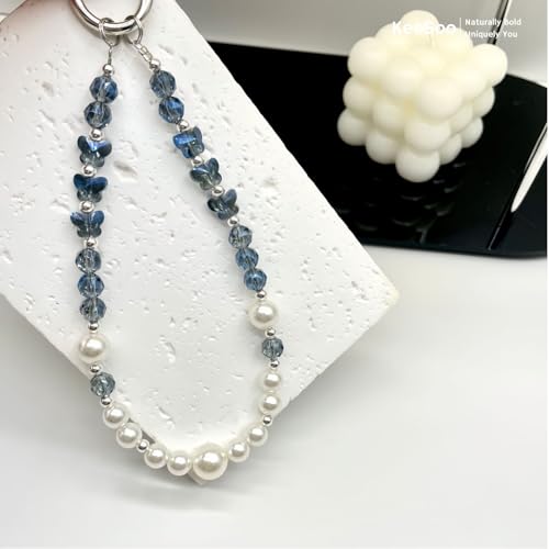 Elegance of the Sea: Pearl & Crystal Original Design Phone Charm with 2 Tether Tabs – Stylish, Durable, and Hands-Free Phone Chain – Compatible with iPhone, Samsung, Pixel & More - color: 06 Elegance of the Sea: Pearl & Crystal