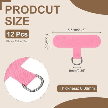uxcell 12pcs Phone Tether Tab, Universal Phone Lanyard Patch T Shape Cell Phones Strap Replacement Part for Most Smartphone Cases, Pink - color: Pink
