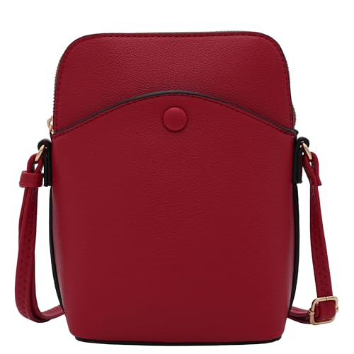 Small Crossbody Bag with Gold Hardware, Mini Shoulder Purse with Adjustable Strap - color: Red