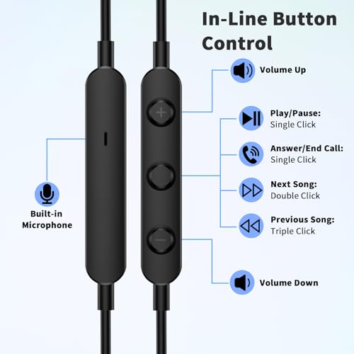 USB C Headphones Wired Earbuds for iPhone 18 Pro Max 17 16 15,Black - color: Black
