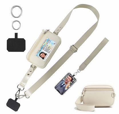 Adjustable Phone Strap Crossbody,Phone Lanyard Crossbody Wrist Strap,phone lanyard with wallet-Beige - color: Beige